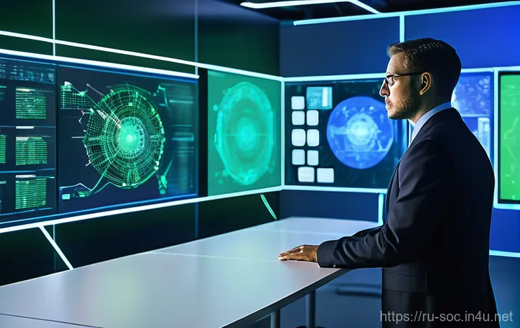 보안관제센터 위협 인텔리전스 활용 - **Prompt: "From Data Deluge to Insight: The Analyst as Cyber Detective"**
    A dynamic, visually ri...