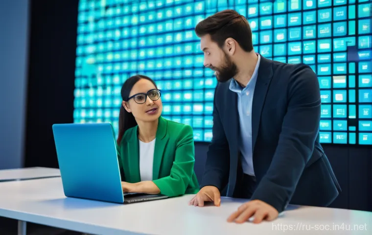 보안관제 전문가를 위한 기술 블로그 시작하기 - **Prompt:** A young, diverse cybersecurity professional, male or female, sitting at a modern, well-l...