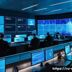 Home 17 보안관제센터 내부자 위협 탐지 사례 - A modern cybersecurity operations center with a diverse team of Russian IT professionals monitoring ...